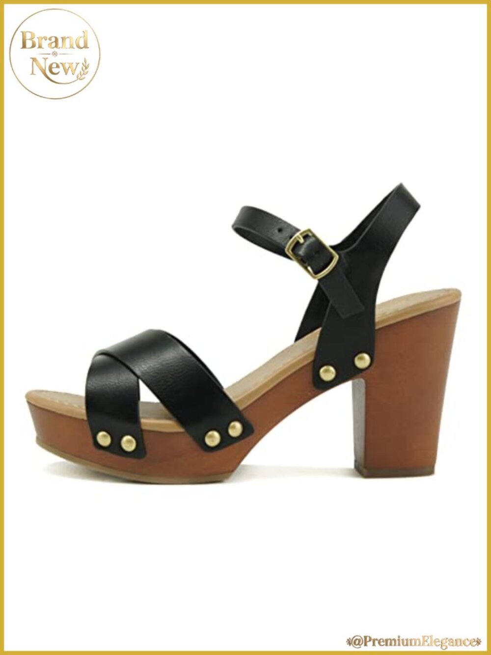 Womens Crisscross Ankle Strap Chunky Platform Heeled Sandals Studded Open Toe
